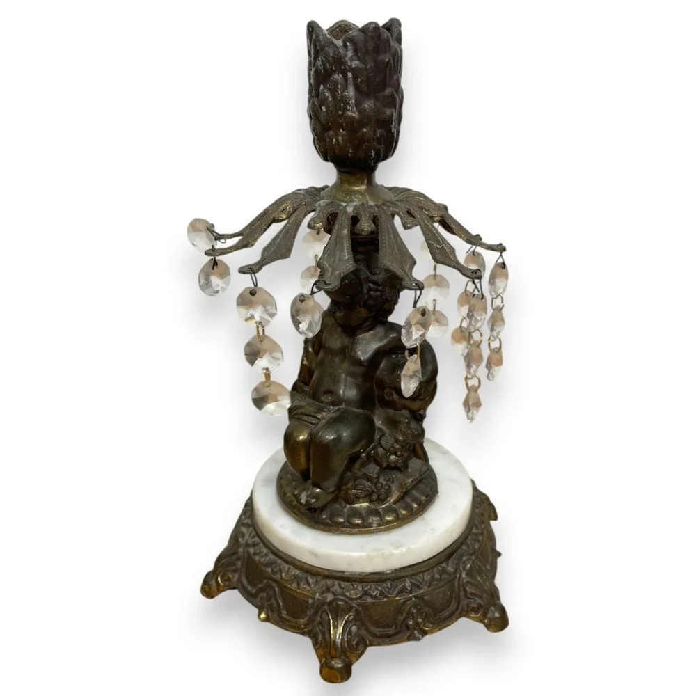 Vintage Loevsky & Loevsky Cherub Brass Table Lamp Base Marble Hollywood Regency